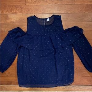 Navy shoulder cut out  dress top